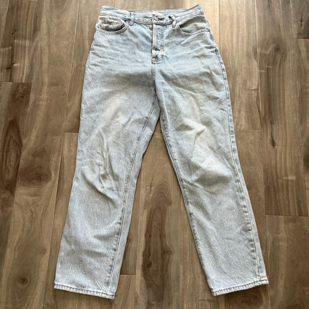 PacSun High Rise Straight‎ Leg Jeans Women's Size 27 Light Wash Denim Blue Flaw